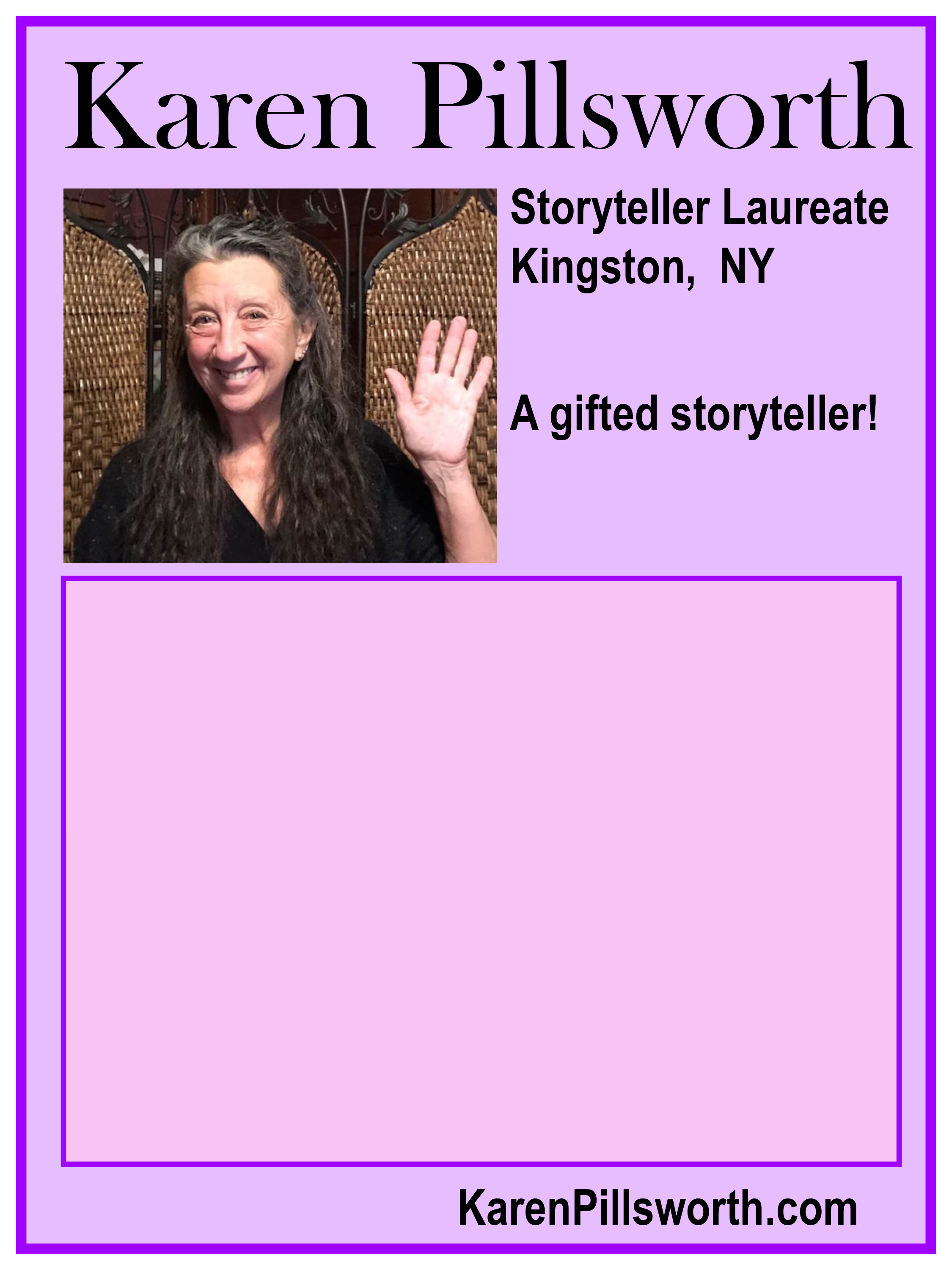poster of storyteller Karen Pillsworth